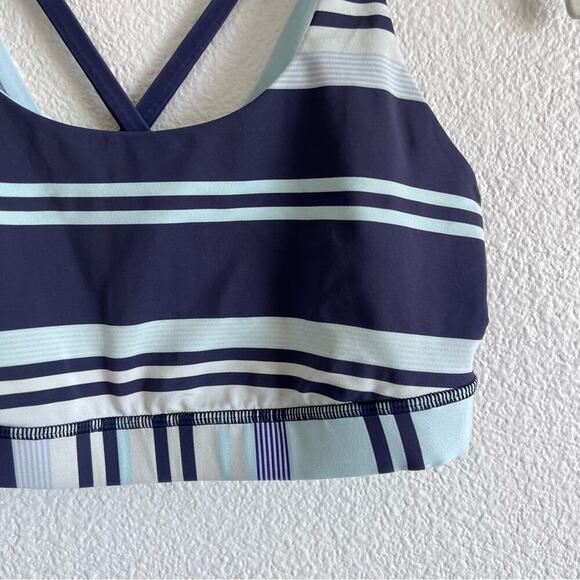 Lululemon Energy Bra Blue Groovy Stripe Nimbus Criss Cross Straps - Picture 9 of 10